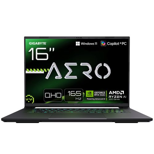 GIGABYTE AERO X16 Gaming Laptop - Copilot+ PC, 16", 165Hz WQXGA, Ryzen AI 7 350, RTX 5060, 16GB DDR5 5200MHz, 1TB Gen4 SSD, Windows 11 Home, 2 Year Wa